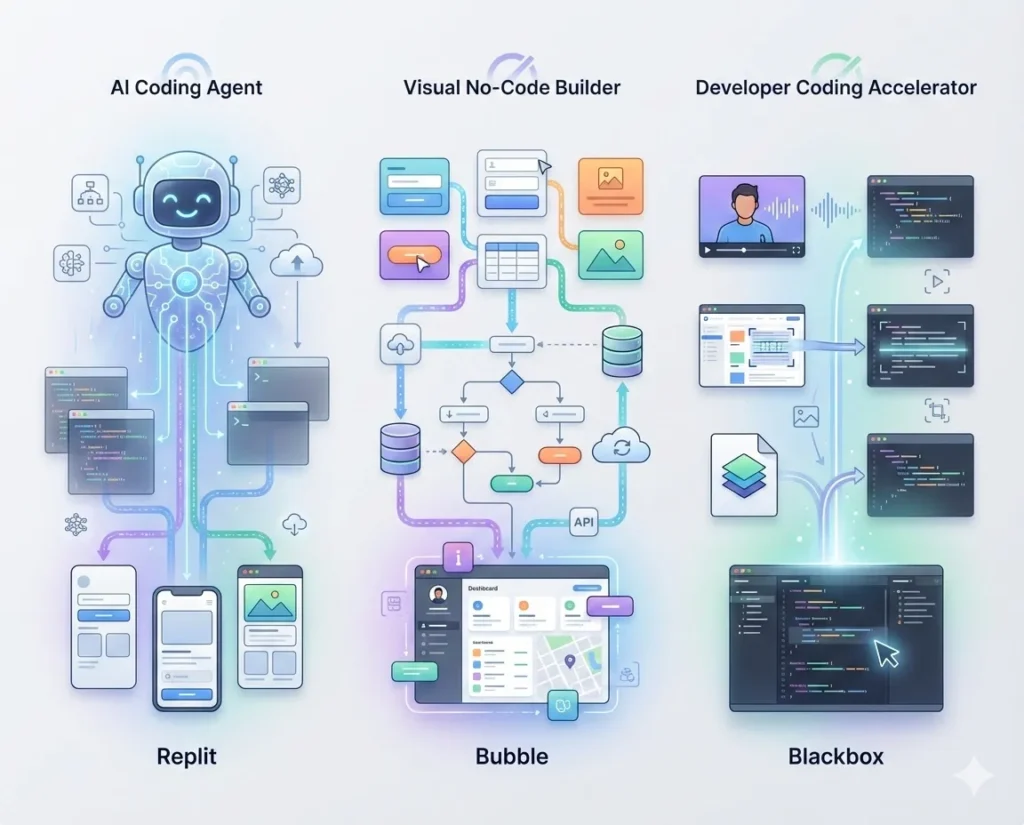 Replit vs Bubble vs Blackbox Which No-Code AI Platform Is Best in 2026